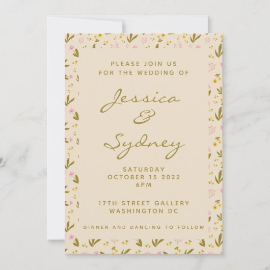 Drijfbloemen botanische bruiloft kaart (Voorkant)