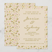 Drijfbloemen botanische bruiloft kaart (Voorkant / Achterkant)