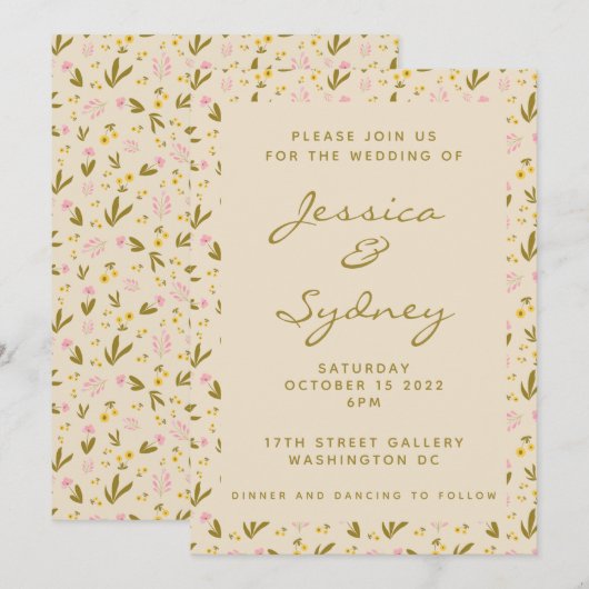 Drijfbloemen botanische bruiloft kaart (Voorkant / Achterkant)