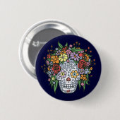 Drijfhaar Suiker Skull Ronde Button 5,7 Cm (Voorkant /achterkant)
