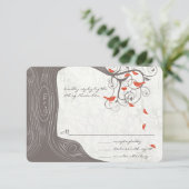 Drijfhout Boom Koraal Liefdesvogels Trouw Uitnodig Kaart (Staand voorkant)