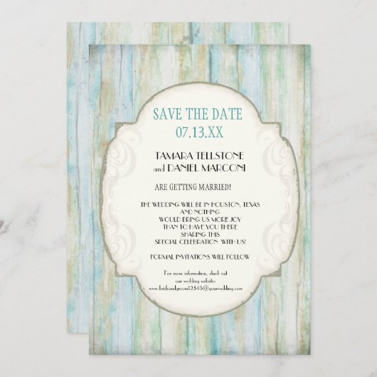 Drijfhout Oceaan Strand Kustlijn Bewaar de datum Kaart (Voorkant / Achterkant)