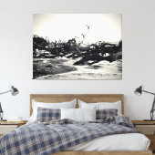 Drijfhout op een desolate strand canvas afdruk (Insitu (Slaapkamer))