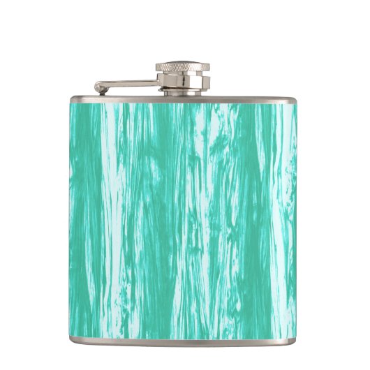 Drijfhout patroon - turquoise en wit heupfles (Voorkant)