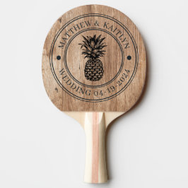 Drijfhouten Borden Ananas Trouw Crest & Namen Tafeltennisbatje