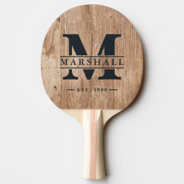 Drijfhouten Borden Monogram & Naam Overlay Tafeltennisbatje