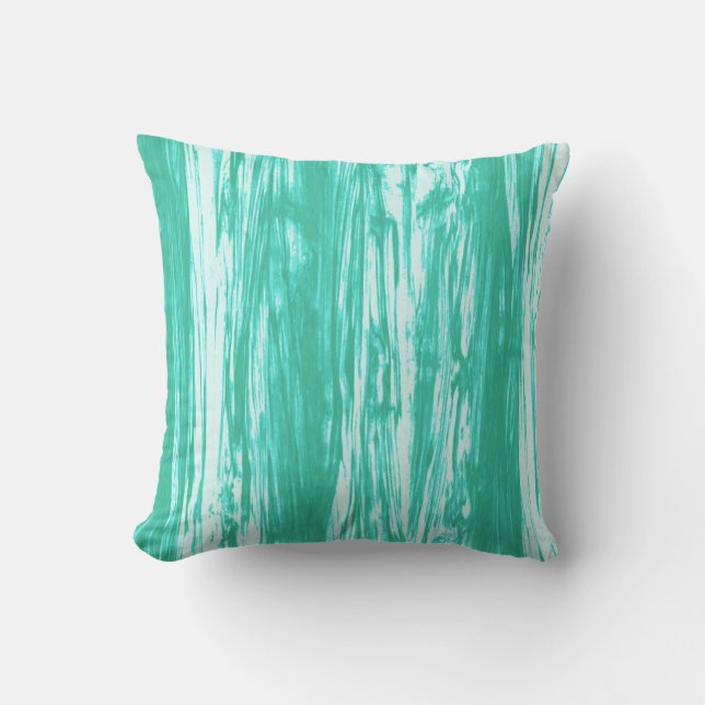 Drijfhoutpatroon - turquoise en wit kussen (Voorkant)