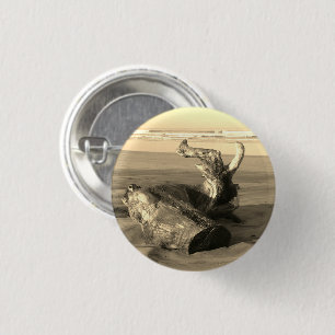 Drijfhoutstam Costa Rica Strand Foto Pinback Speld Ronde Button 3,2 Cm