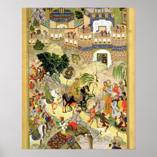 Drijfschip van keizer Akbar in Surat, van Poster (Voorkant)