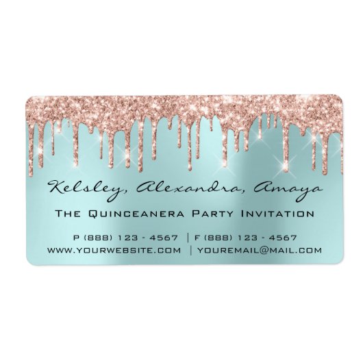 Drijft Blush Roos Bridal Sweet 16th Quinceanera VI Etiket (Voorkant)