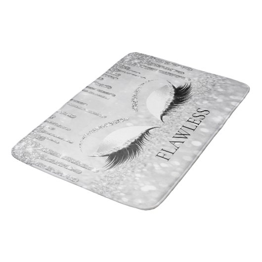 Drijft de Silver Glitter Naam Eyes Lashes FLAWLESS Badmat (Gekanteld)