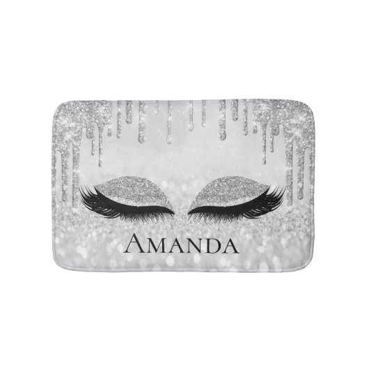 Drijft de Zilvergrijze Eyes Lashes Glitter Name Badmat (Voorkant)