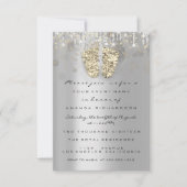 Drijft Glitter Baby shower Feet Gold Grey Girl Boy Kaart (Voorkant)