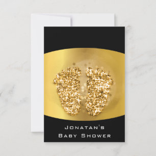 Drijft Glitter Baby shower Feet Gold VIP Girl Boy Kaart