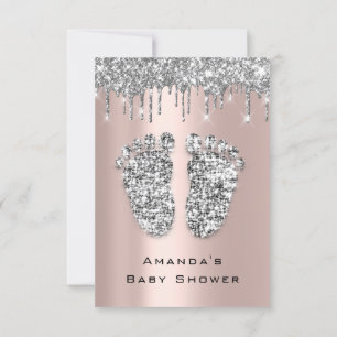 Drijft Glitter Baby shower Feet Roos Grey Girl Boy Kaart