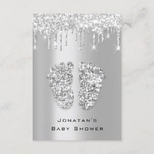 Drijft Glitter Baby shower Feet SilverGrey Girl Bo Kaart
