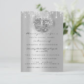 Drijft Glitter Baby shower Feet SilverGrey Girl Bo Kaart (Staand voorkant)