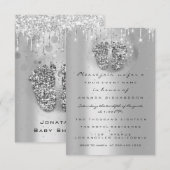 Drijft Glitter Baby shower Feet SilverGrey Girl Bo Kaart (Voorkant / Achterkant)