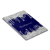 Drijft Glitter Effect Blue Navy Courage Name Glam  Notitieboek (Rechterzijde)