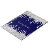 Drijft Glitter Effect Blue Navy Courage Name Glam  Notitieboek (Linkerzijde)