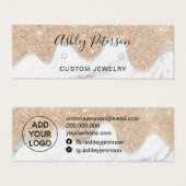 Drijft goudglitterstuks met marmer oorringen mini visitekaartjes (Voorkant /achterkant)