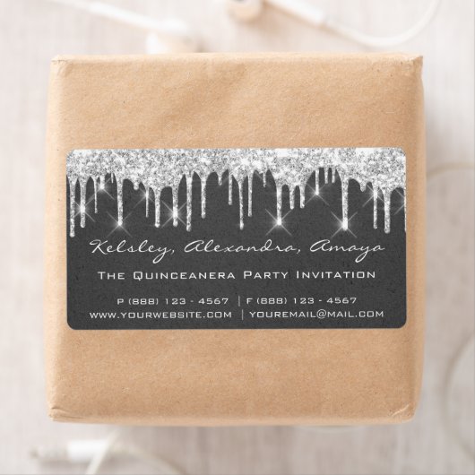 Drijft grijze bridal Sweet 16th Paper Kraft Silver Etiket (Insitu)