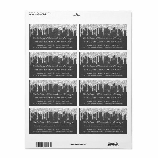 Drijft grijze bridal Sweet 16th Paper Kraft Silver Etiket (Full Sheet)