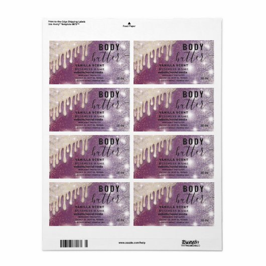 Drijft het etiket van het glitterige manuscriptcar (Full Sheet)