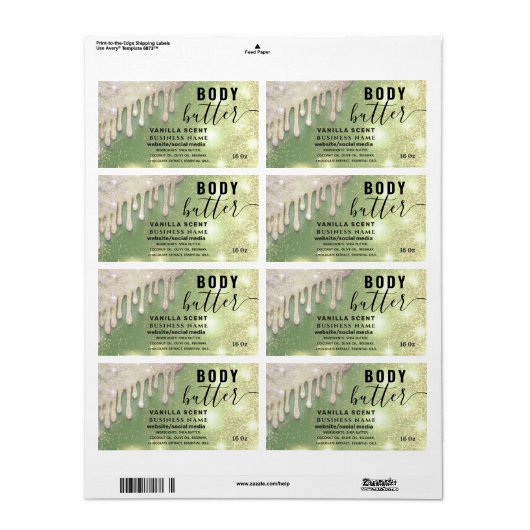 Drijft het etiket van het glitterige manuscriptcar (Full Sheet)