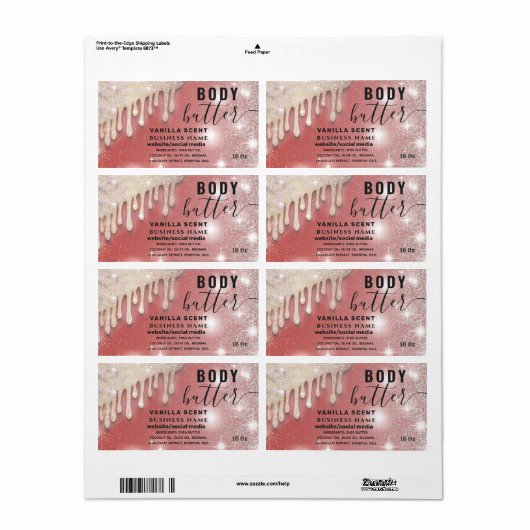 Drijft het etiket van het glitterige manuscriptcar (Full Sheet)