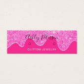 Drijft het neonroze glitterscherm met oorbellen mini visitekaartjes (Voorkant)