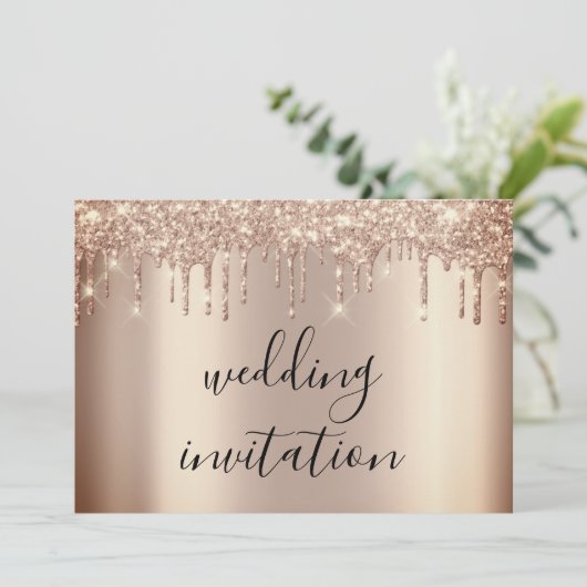 Drijft het Roos Glitter Glitter Glanter-effect op  Kaart (Staand voorkant)