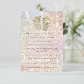 Drijft met Glitter Baby shower Feet Pink Blush Gir Kaart (Staand voorkant)