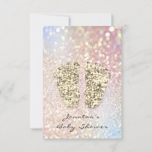 Drijft met Glitter Baby shower Feet Pink Blush Gir Kaart (Achterkant)