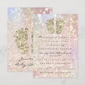 Drijft met Glitter Baby shower Feet Pink Blush Gir Kaart (Voorkant / Achterkant)