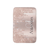 Drijft Roos Gold Blush Glitter Name Monogram Pink Badmat (Voorkant Verticaal)