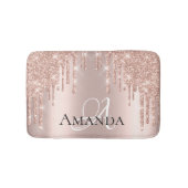 Drijft Roos Gold Blush Glitter Name Monogram Pink Badmat (Voorkant)