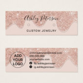 Drijft roos gouden glitterbedjes oorringen beeldsc mini visitekaartjes (Voorkant /achterkant)