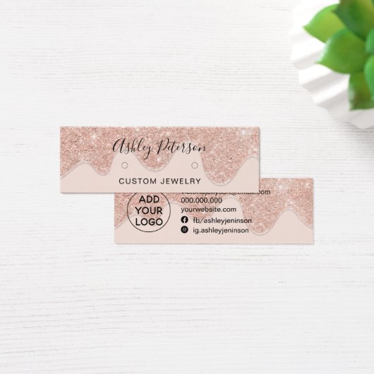 Drijft roos gouden glitterbedjes oorringen beeldsc mini visitekaartjes (Bureau)