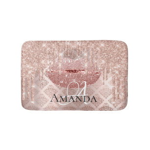 Drijft Roos Roze Royal Glitter Name Monogram Makeu Badmat
