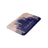 Drijft Roos Vonk Blush Glitter Name Monogram Navy Badmat (Gekanteld)