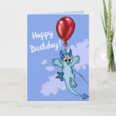 Drijft weg Ballon Dragon Birthday Kaart (Voorkant)