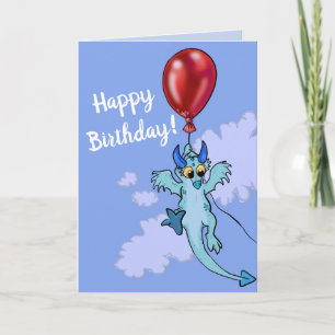 Drijft weg Ballon Dragon Birthday Kaart