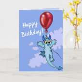 Drijft weg Ballon Dragon Birthday Kaart (Gele Bloem)