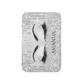 Drijft Zilveren Glam Brows Eyes Lashes Glitter Nam Badmat (Voorkant Verticaal)