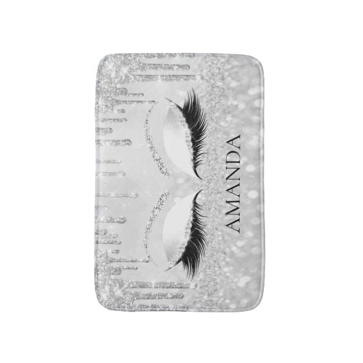 Drijft Zilveren Glam Naam Eyes Lashes Glitter Brow Badmat (Voorkant Verticaal)