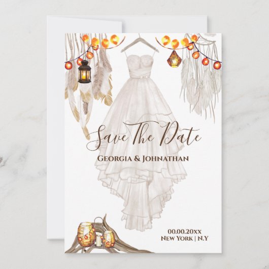 Drijfveer, macrame lantaarnbruiloft  save the date (Voorkant)