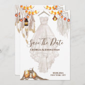 Drijfveer, macrame lantaarnbruiloft  save the date (Voorkant / Achterkant)