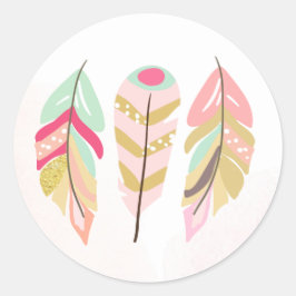 Drijfveren Favor Tags Envelope Pink Boho Ronde Sticker