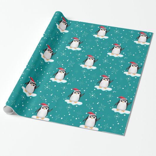 Drijfwerkpapier voor kerstpinguïns cadeaupapier (Uitgerold)